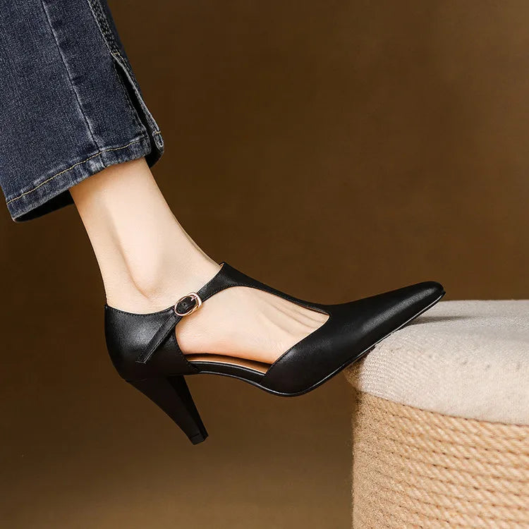Teresa / Tacones T-Bar Cueroᵛᶜ