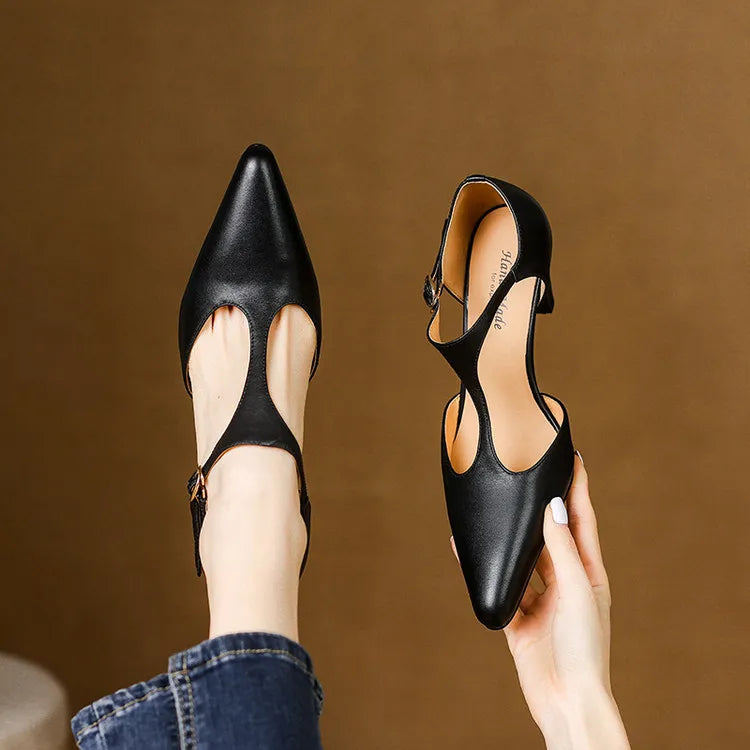 Teresa / Tacones T-Bar Cueroᵛᶜ