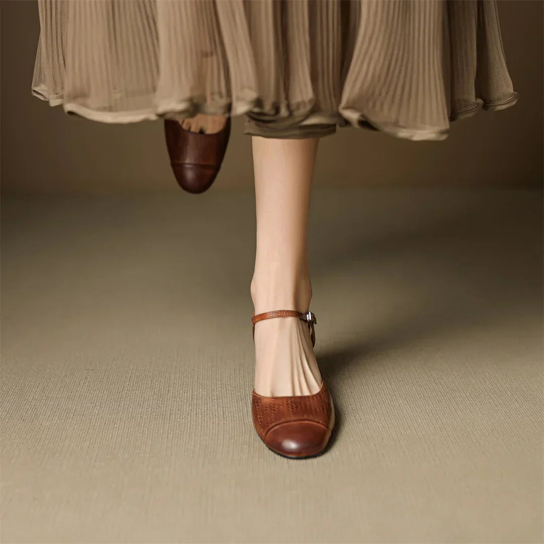 Tacones T-Bar Textura Cueroᵛᶜ