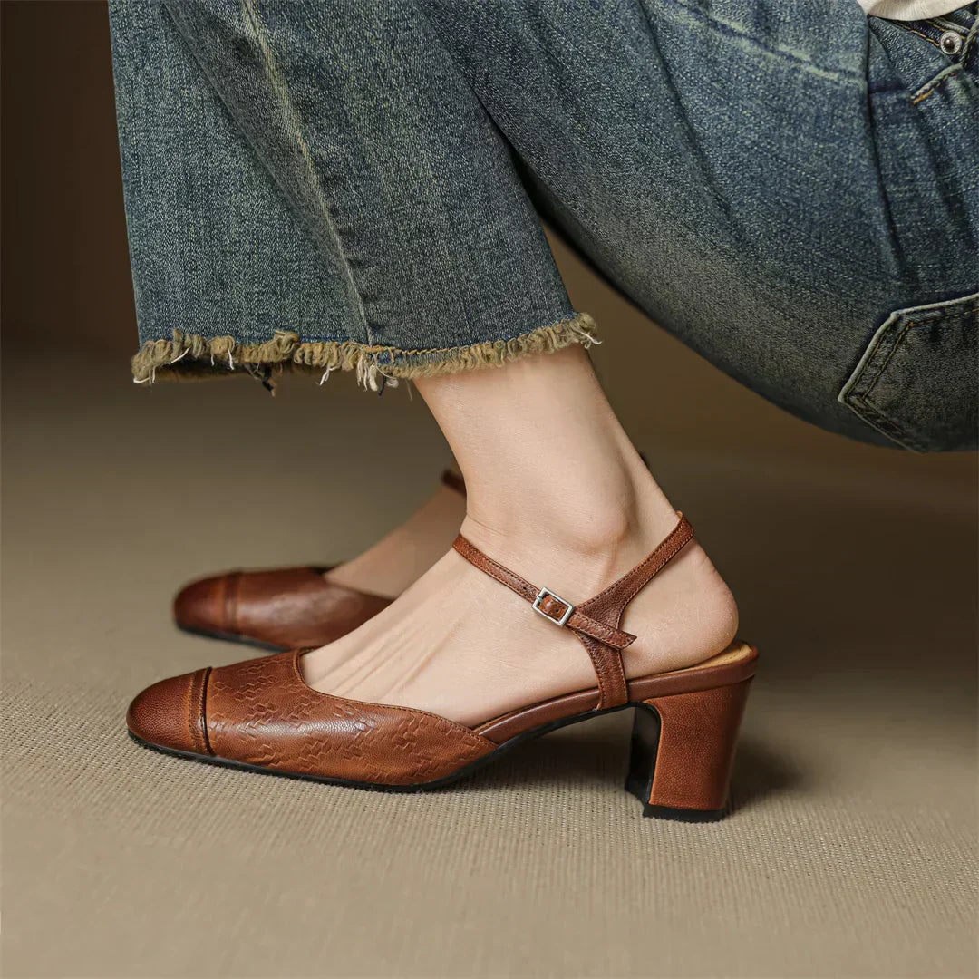 Tacones T-Bar Textura Cueroᵛᶜ