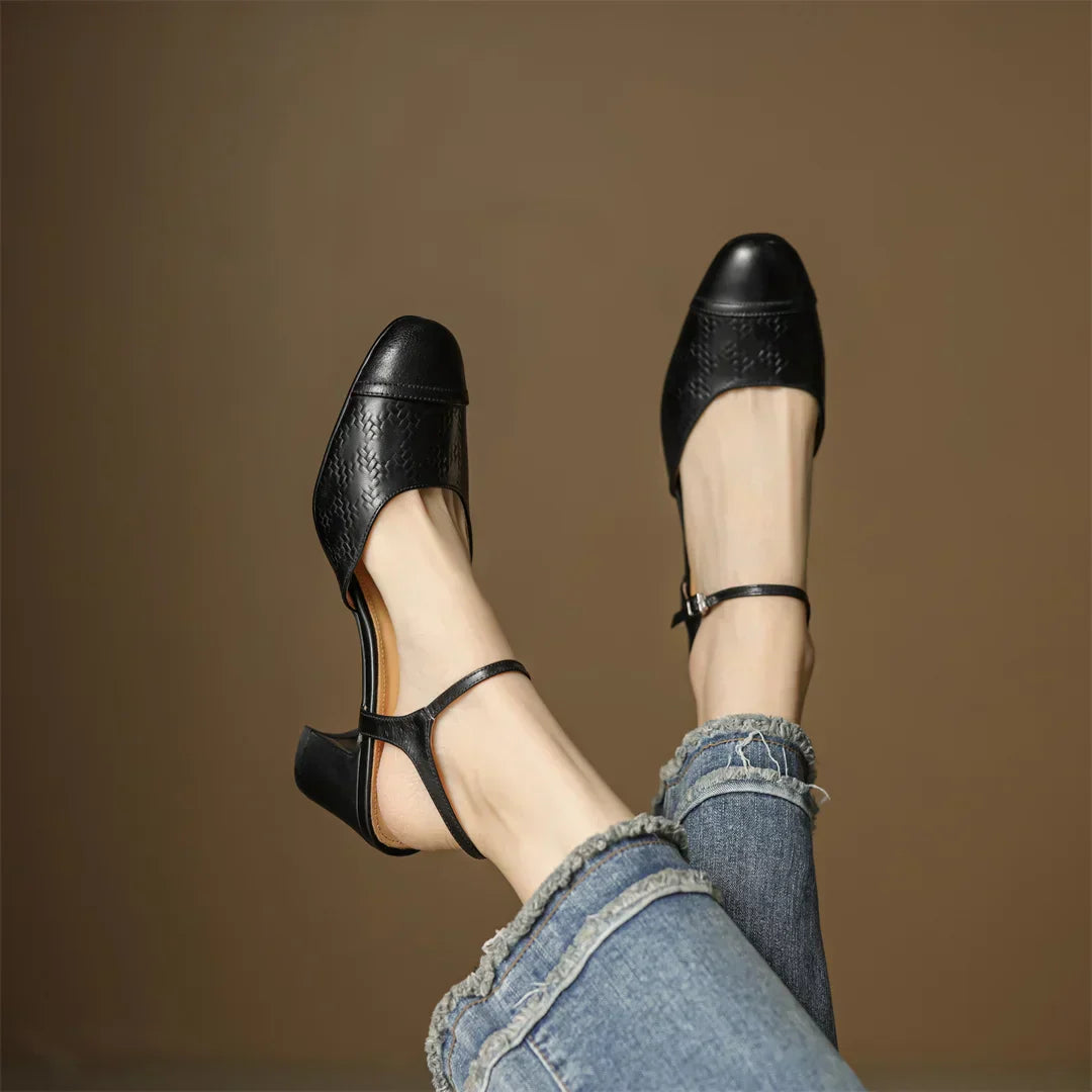 Tacones T-Bar Textura Cueroᵛᶜ