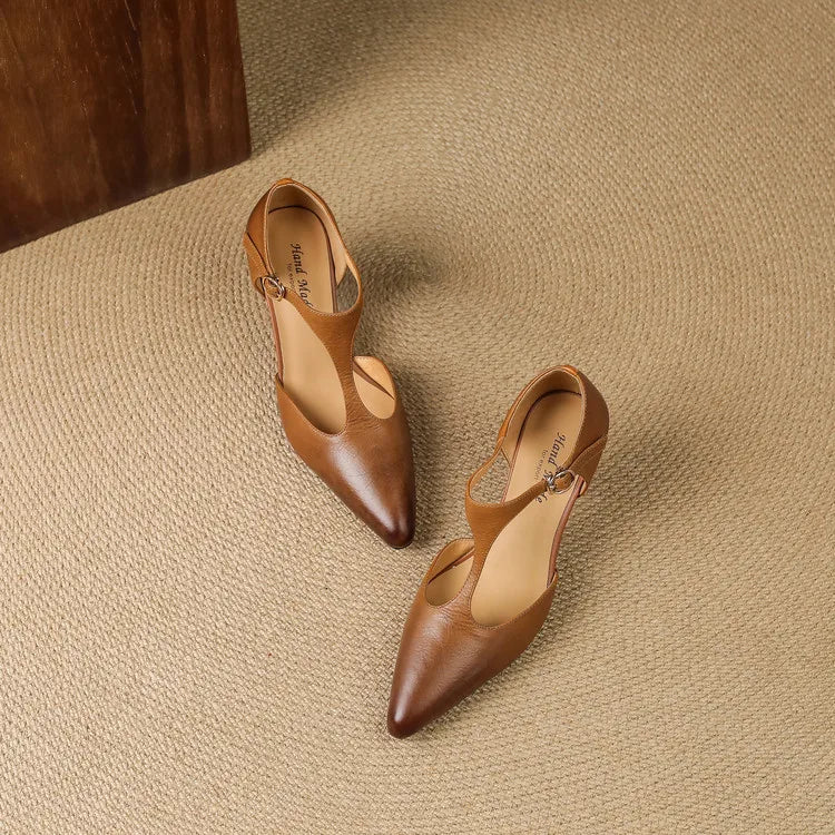 Teresa / Tacones T-Bar Cueroᵛᶜ