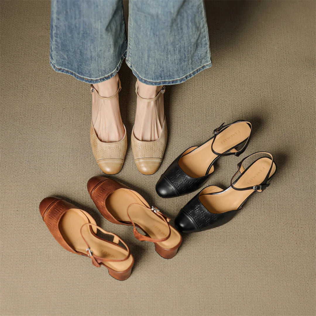 Tacones T-Bar Textura Cueroᵛᶜ