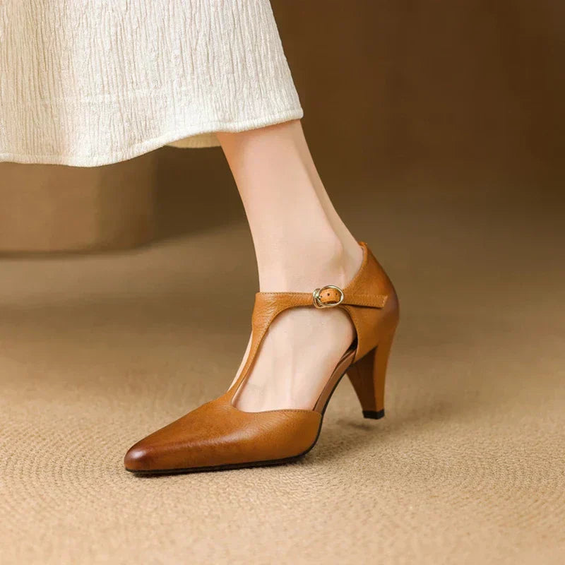 Teresa / Tacones T-Bar Cueroᵛᶜ