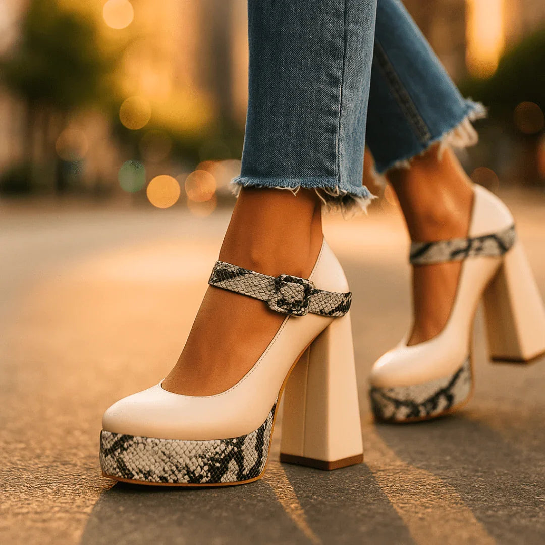 Tacones Plataforma Snake Nudeᵛᶜ