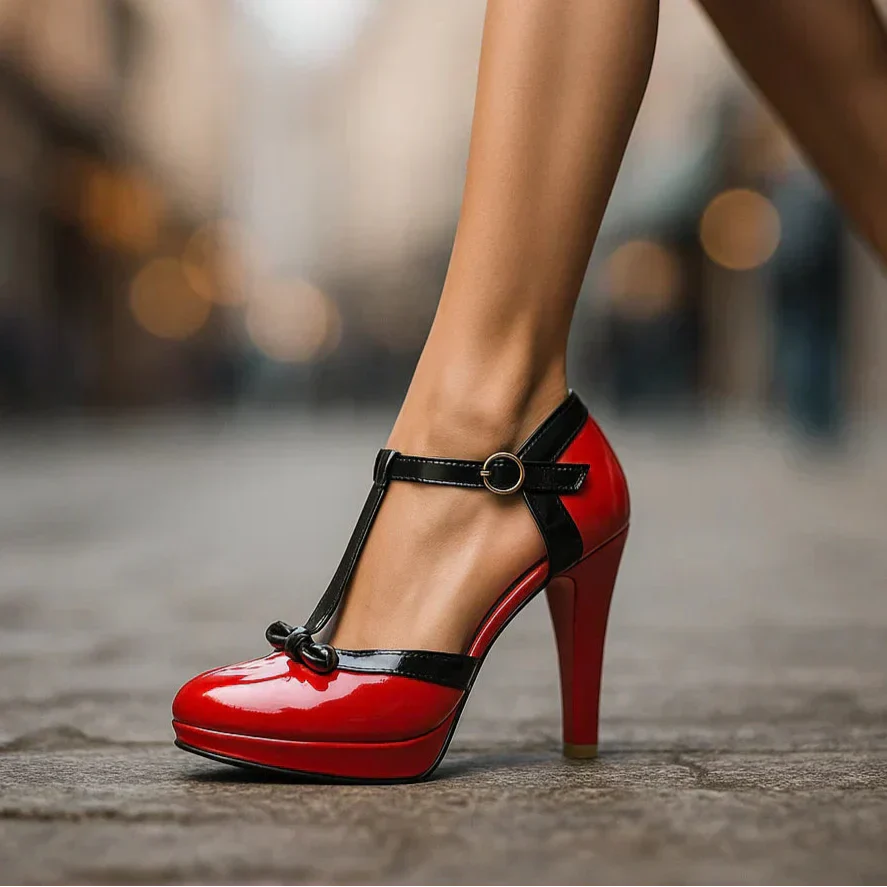 Tacones T-Bar Bicolor Elegantesᵛᶜ