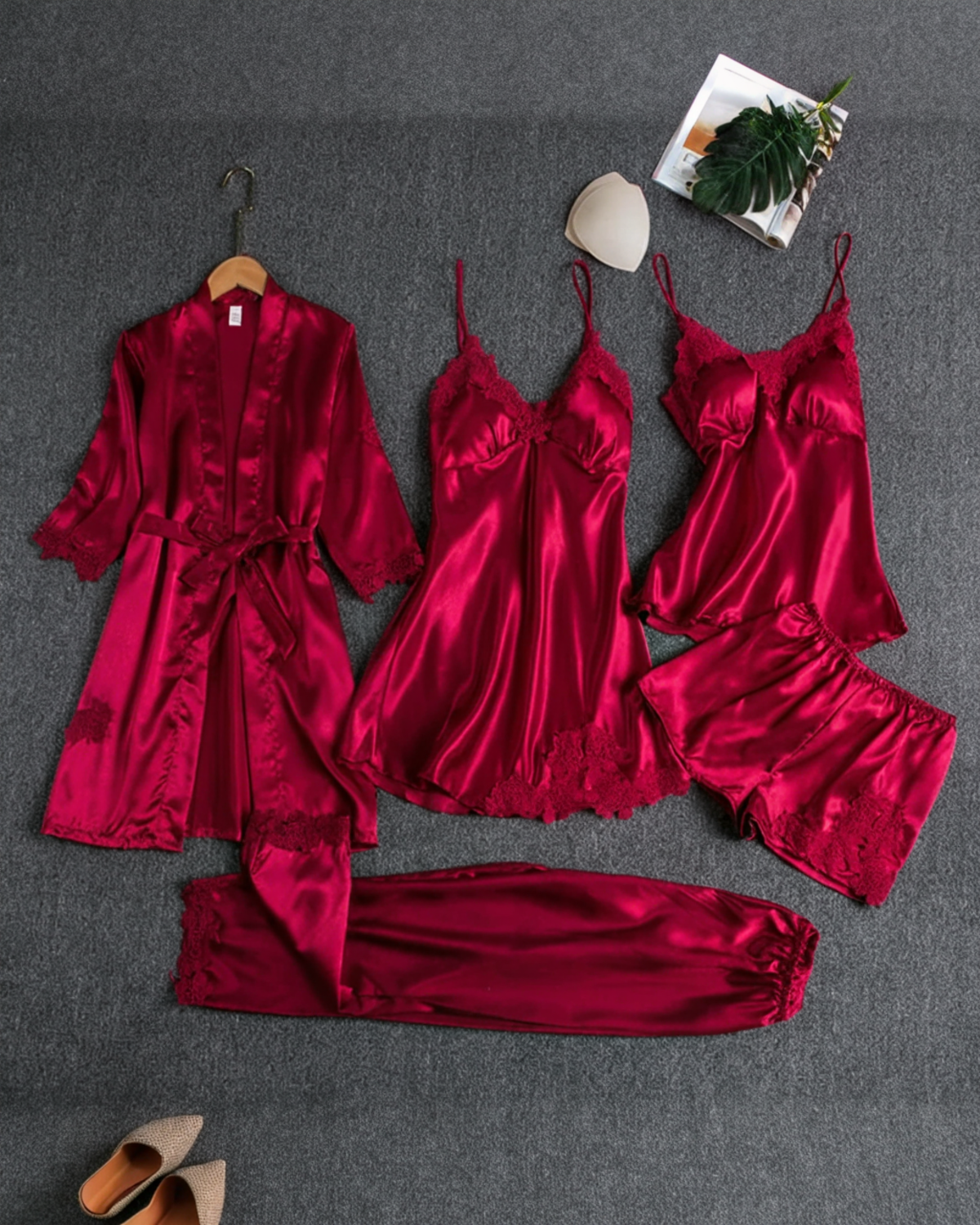 TIFFANY™ | CAMISÓN SEXY DE SEDA HELADA (5 PIEZAS)