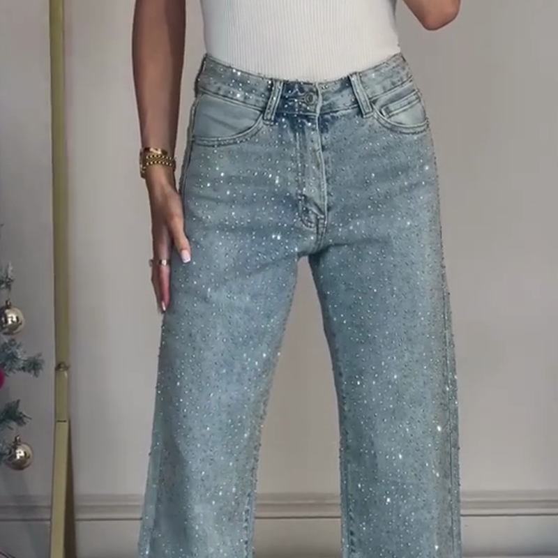 Jeans Wide Strass